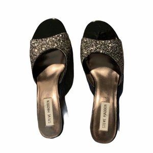 Steve Madden glitter mules like new!